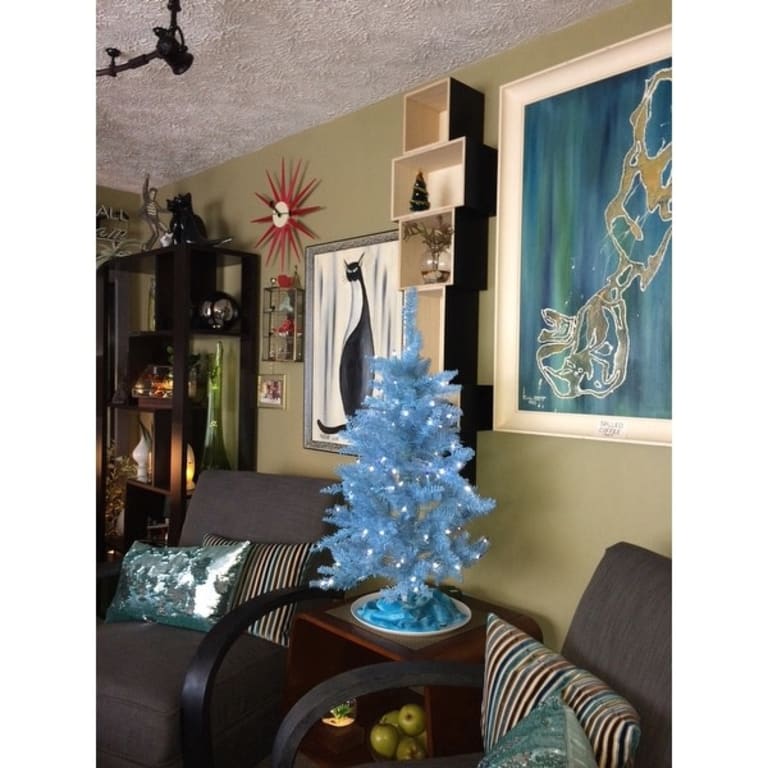 Vickerman Sky Blue PVC 3foot Artificial Fir Christmas Tree with 100