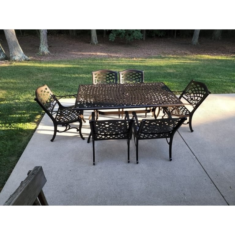 Hallandale 7pc. Aluminum Bronze Dining Set by Christopher Knight Home