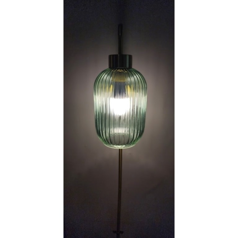 Adrienne River of Goods Green Glass and Metal Retro Wall Sconce - 5.375 ...