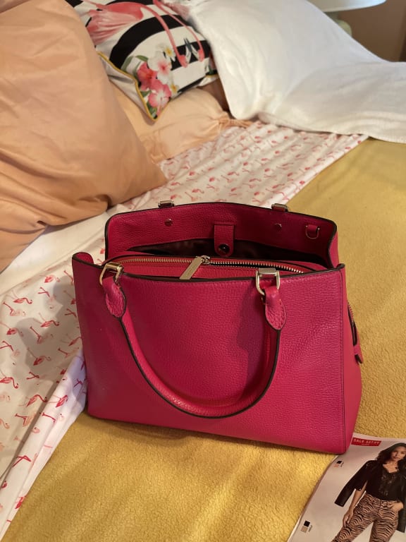 Kate Spade Leila Medium Triple Compartment Satchel Pomegranate Pink Leather