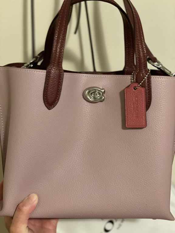 Coach C8561 Willow Tote 24 Crossbody Colorblock Leather Bubblegum