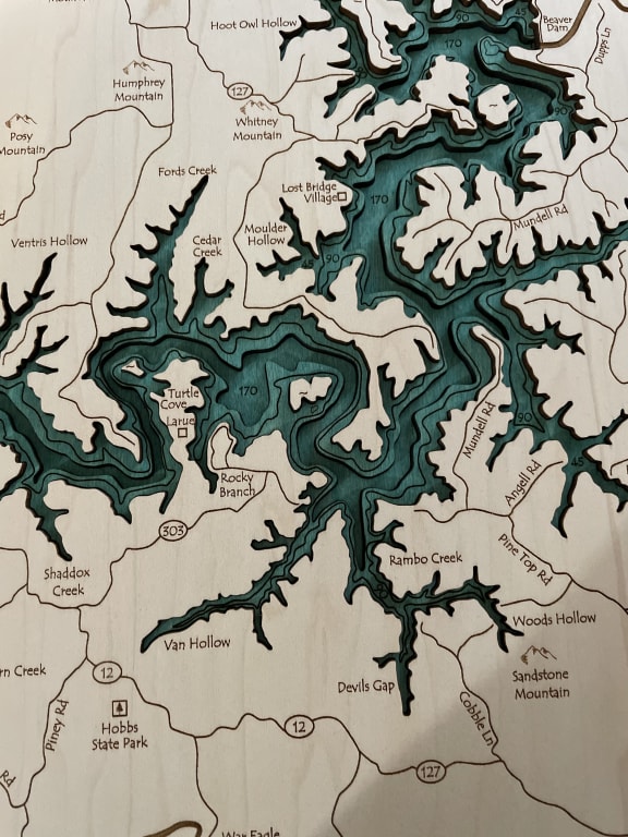 Lake Topography Art from Uncommon Goods. Customer submitted image.