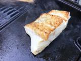 Halibut on the griddle. On high 4 minutes a side