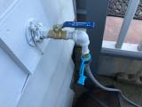 Natural gas line hookup for grill with shut off valve