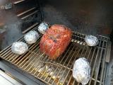 Prime Rib Roast with Baked Potatoes.