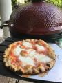 Coal fired perfect crust with my Kamado Joe pizza stone on the Big Joe!