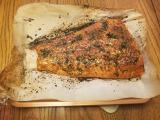 Salmon smoked on grill