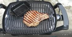 We only did one steak, trying to cut calories, but you can see my little cast iron trays that held the mesquite chips.