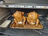 Brined and smoked sitting chicken