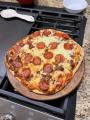 Traeger pep & mushroom pizza