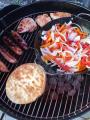 Chicken Sausage, Vidalia Onion Marinated Chicken Breasts, Mixed Onions and Peppers, and Warm Flatbread