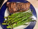 Yummy grilled steak and grilled asparagus