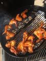 Grilled wings with indirect heat and crisped up the skin at the end by placing wings directly over the coals