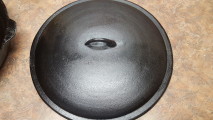 Topside of Lid, (My husband seasoned it more on both sides of the lid since we received it)