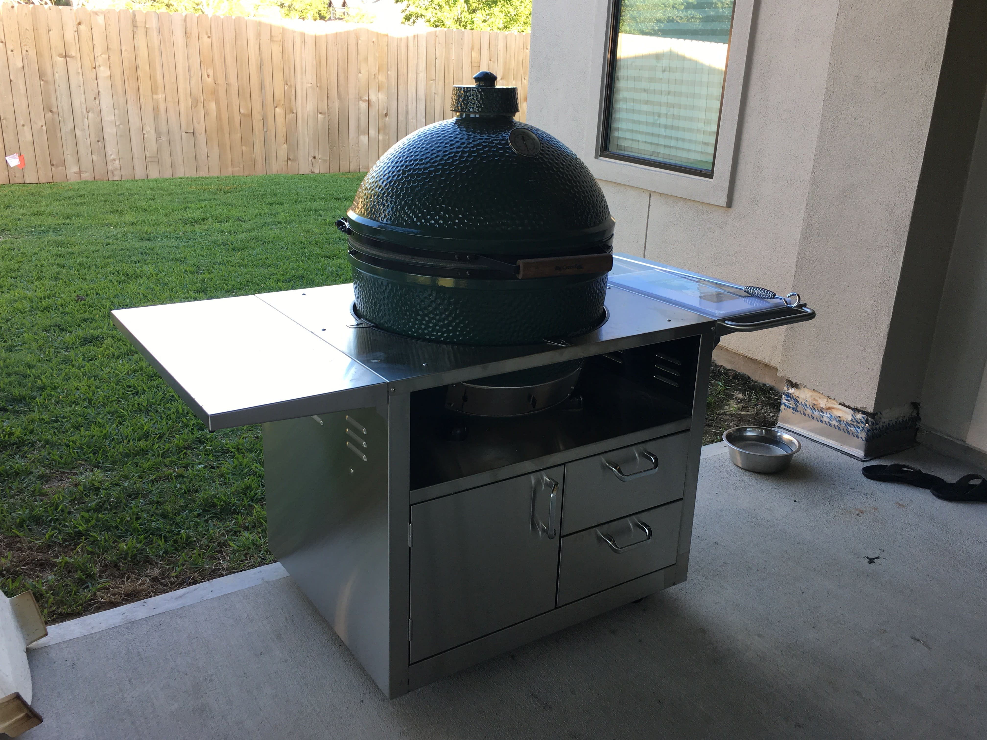 Stainless Steel Cart For Extra Large Big Green Egg Ceramic Grills BBQ
