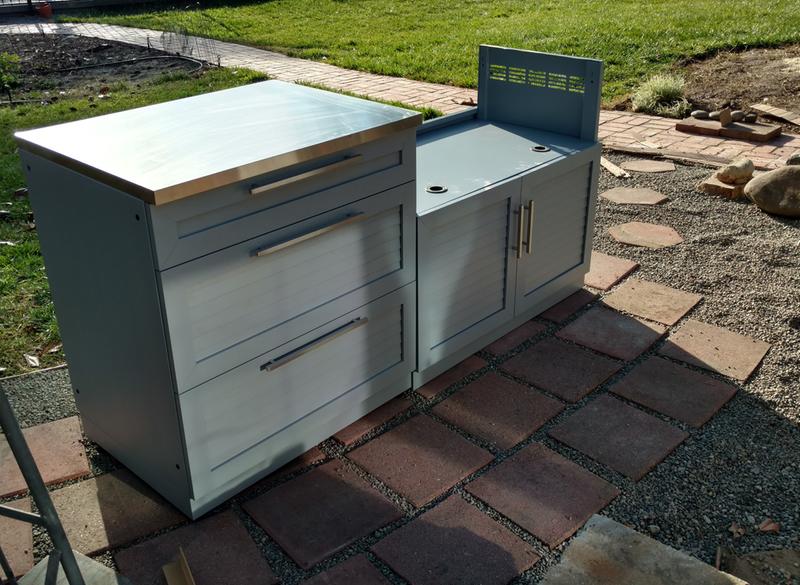 Three piece cabinet set up.