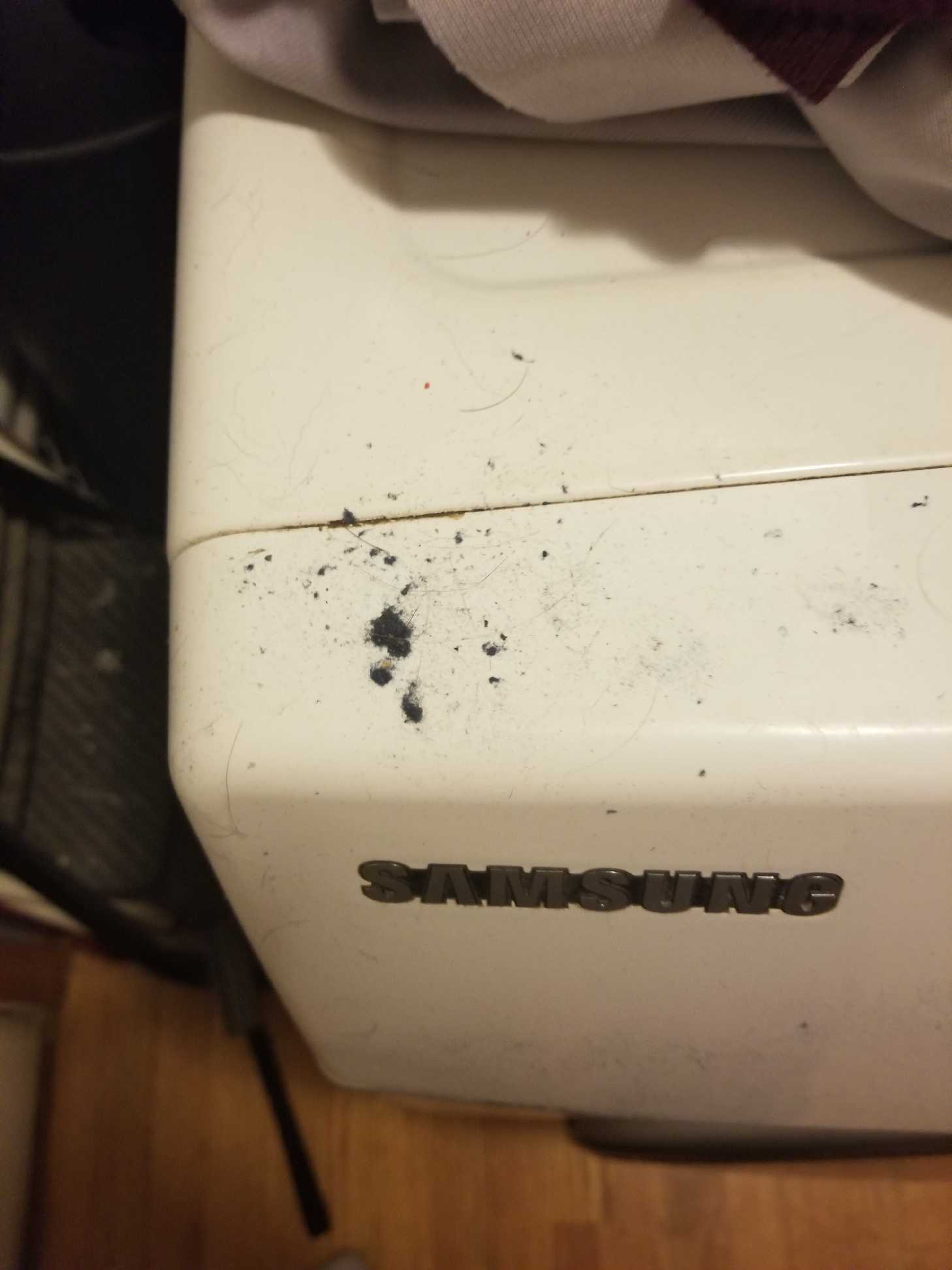Dye dust on top of the dryer