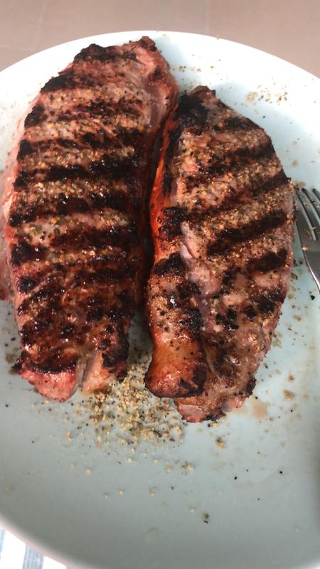 To New York strips 3 1/2 minutes each side medium heat excellent