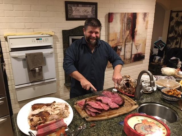 Rib-eye roast after and turkey