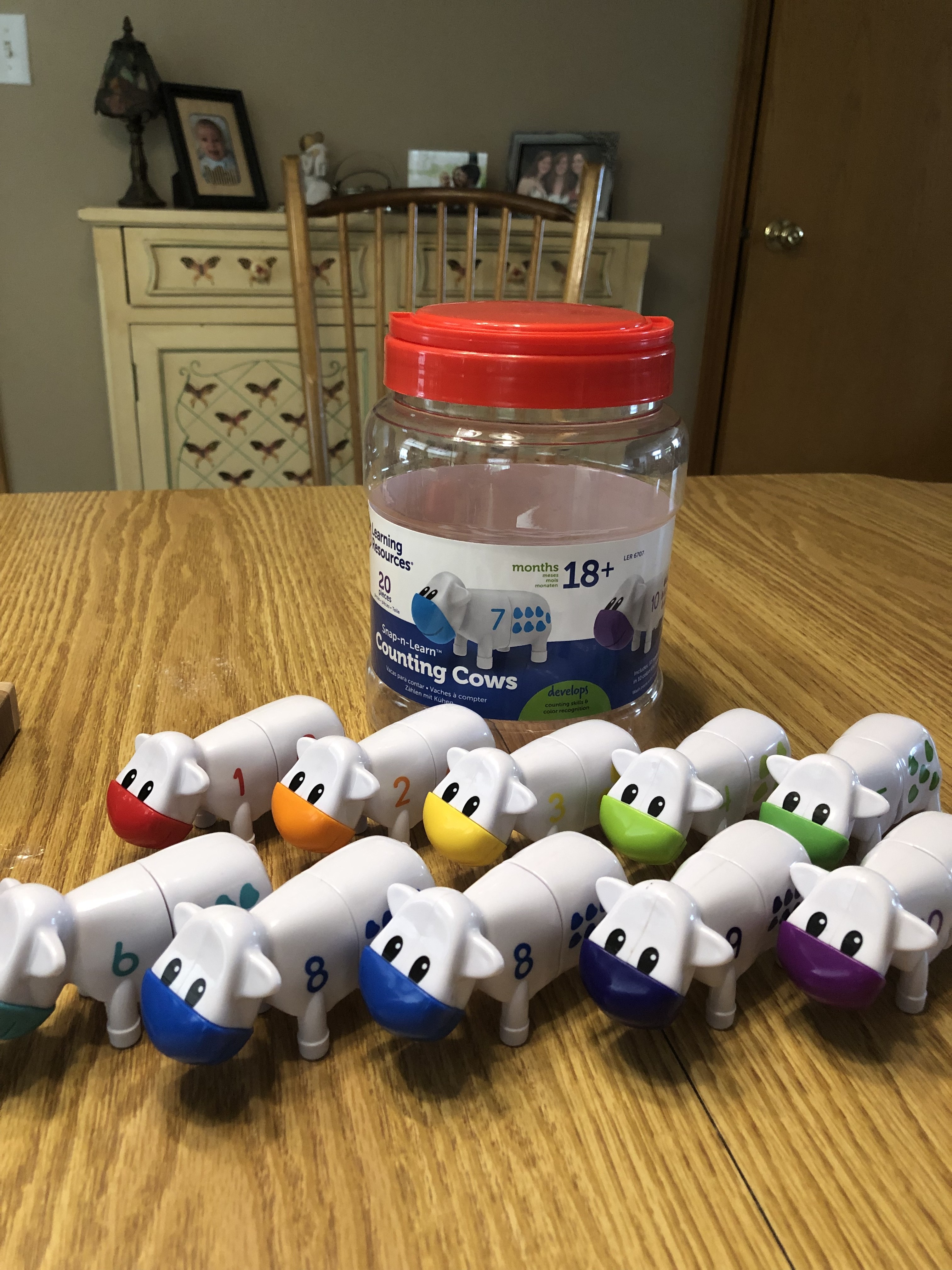 Super cute toy that a child can grow into and play and learn.  But our set cam with two #8s.  So makes the learning component kind of silly.