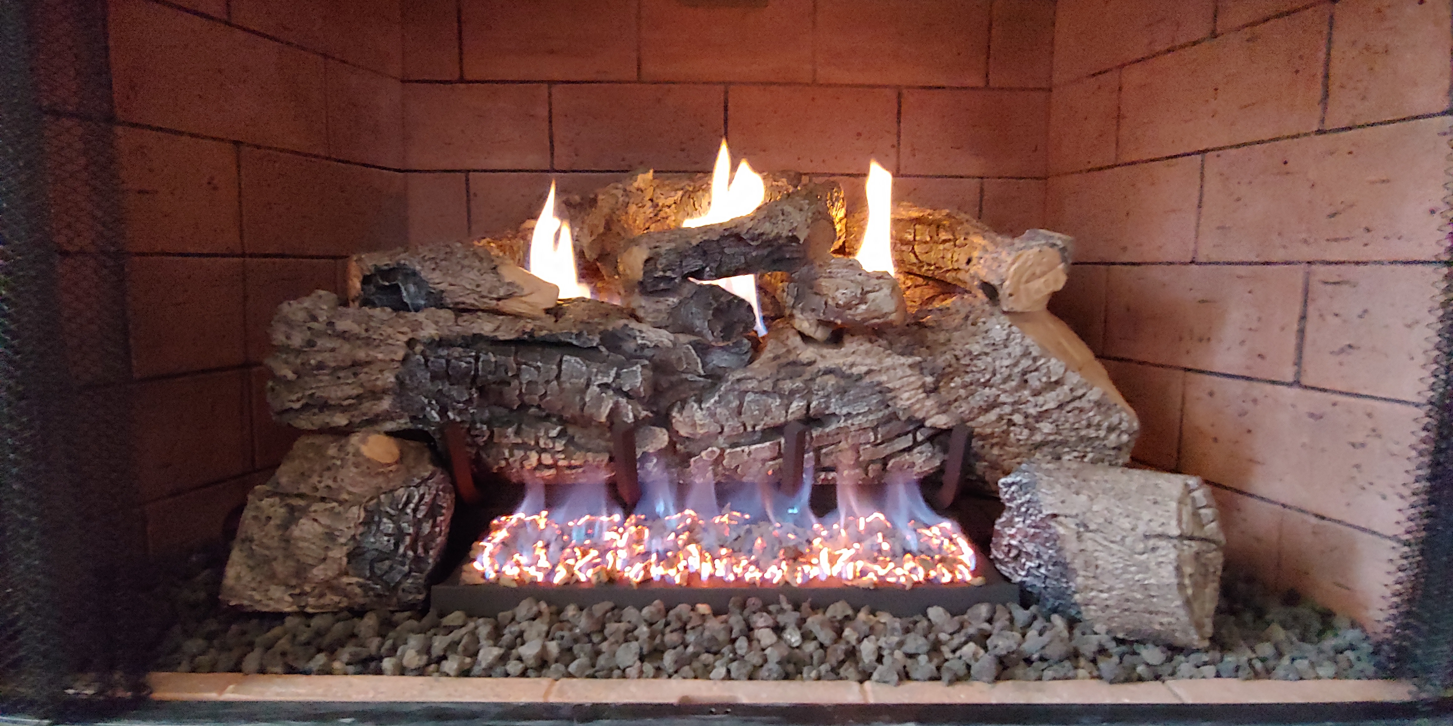 Gas logs in action.  Feel great!