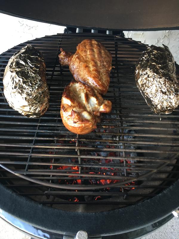 Best chicken and bakes potatoes I've taken off a grill!