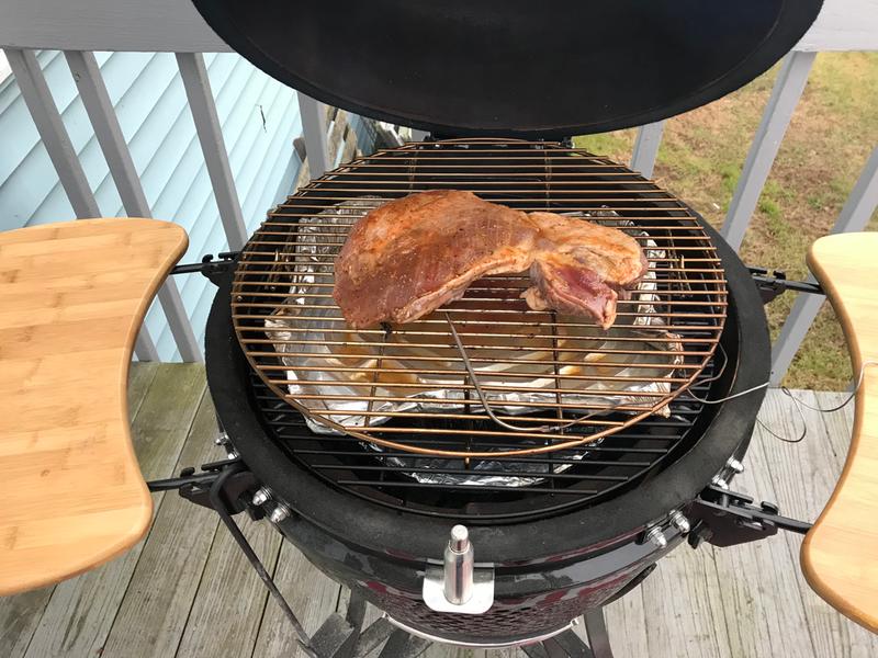 4 pound venison roast, the second tier rack works great to put a drip pan under it