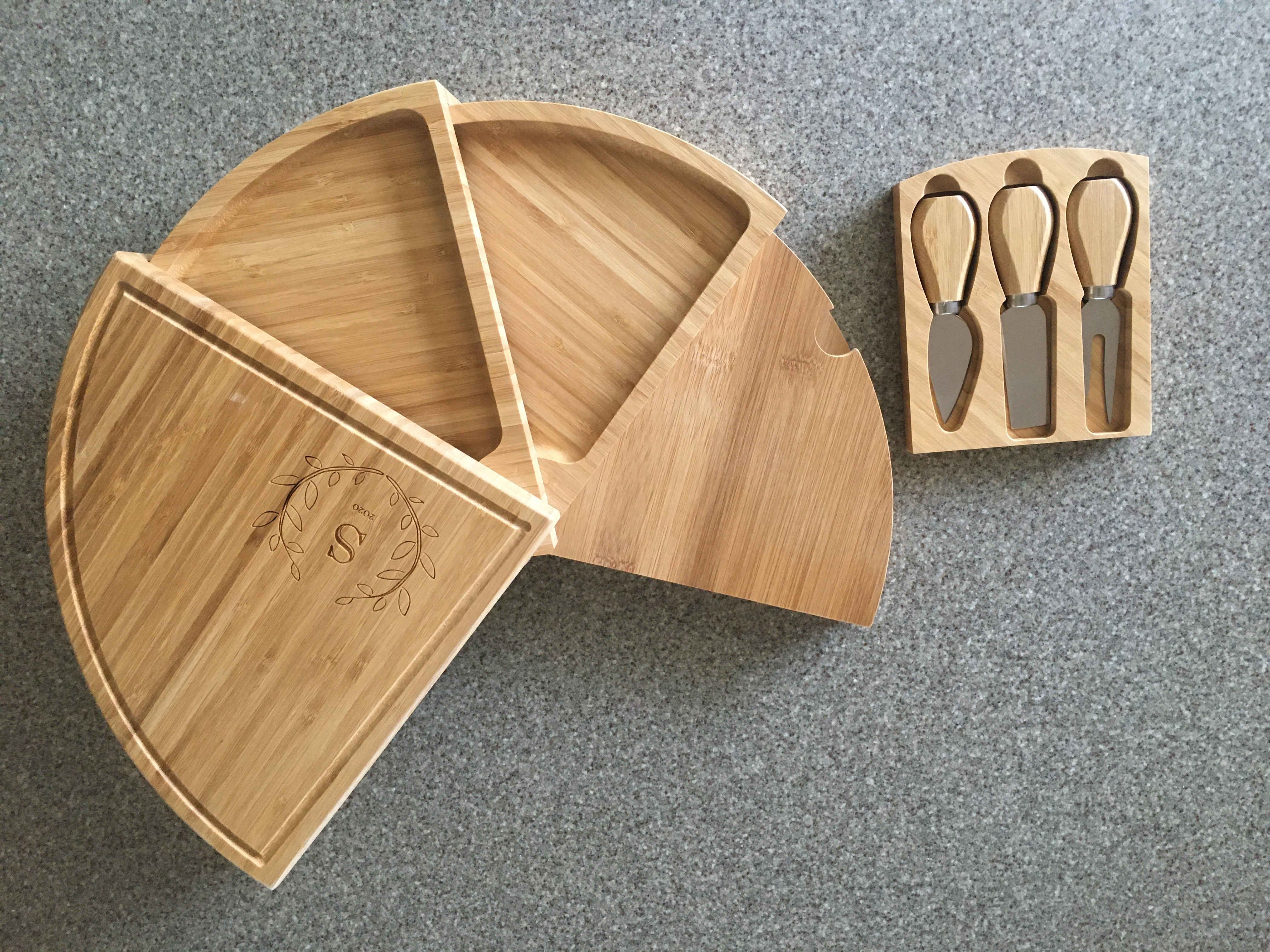 Personalized Compact Swivel Cheese Board | Cheese Knives, Food Server ...