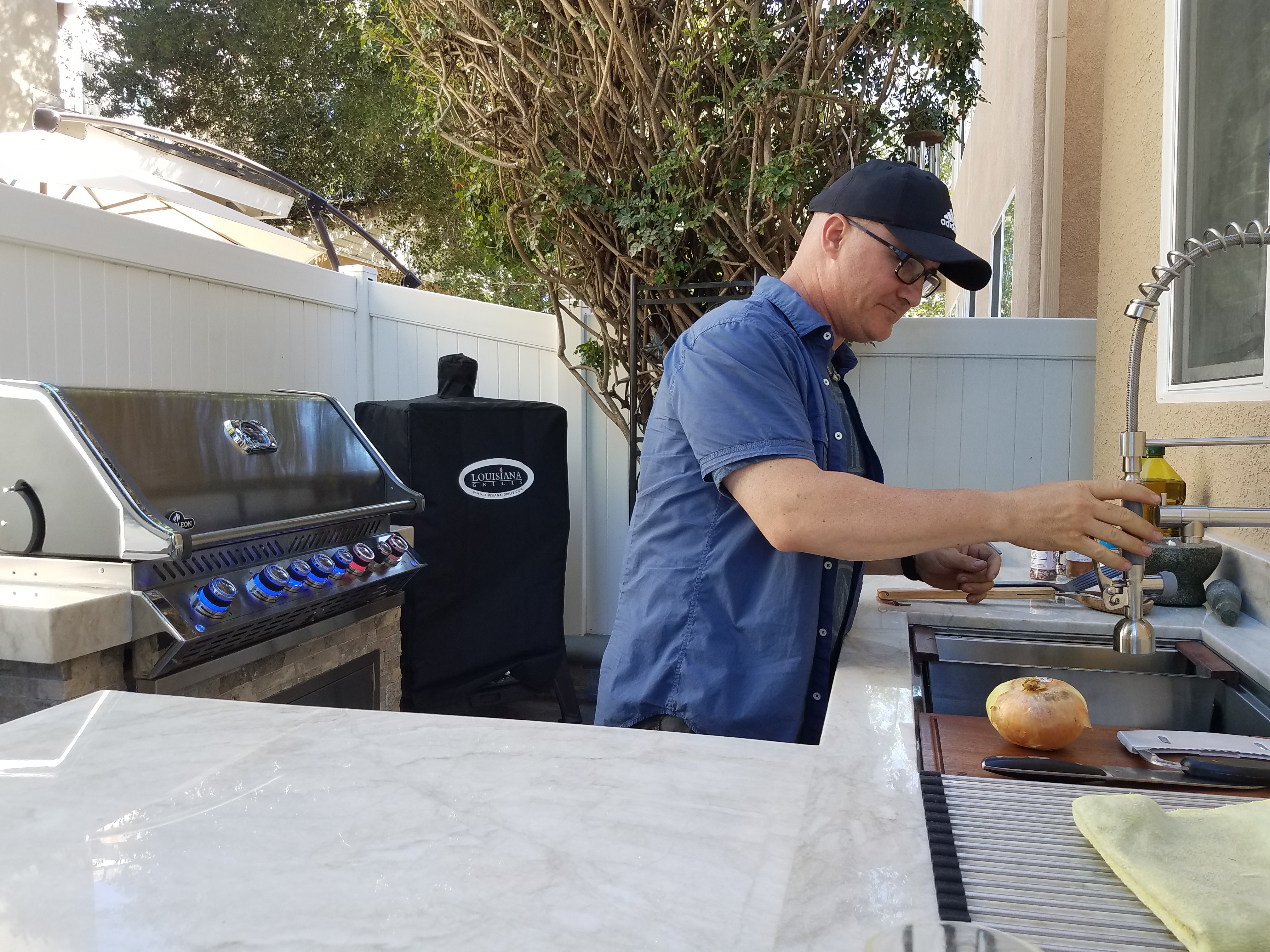 Enjoying my outdoor kitchen! The Napoleon Grill makes it complete.