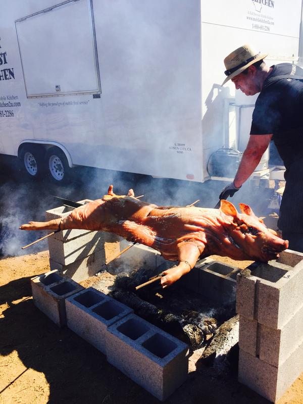 Whole Pig cooked over Black Walnut for a Napa County Winery Event