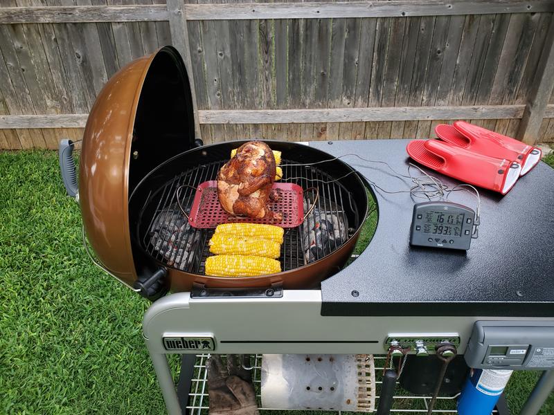 A little beer can chicken, and some corn