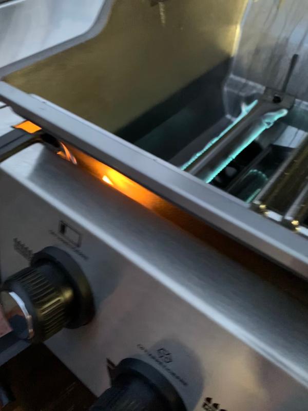 Leaky burner occasionally ignites outside of the tank too..