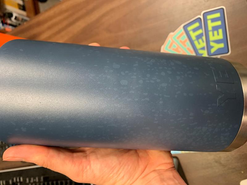 This is what the bottle looked like after I just got it and put it through the dishwasher.  It went from a nice looking finish to speckled.  I don't consider it dishwasher safe.  My only disappointment so far.