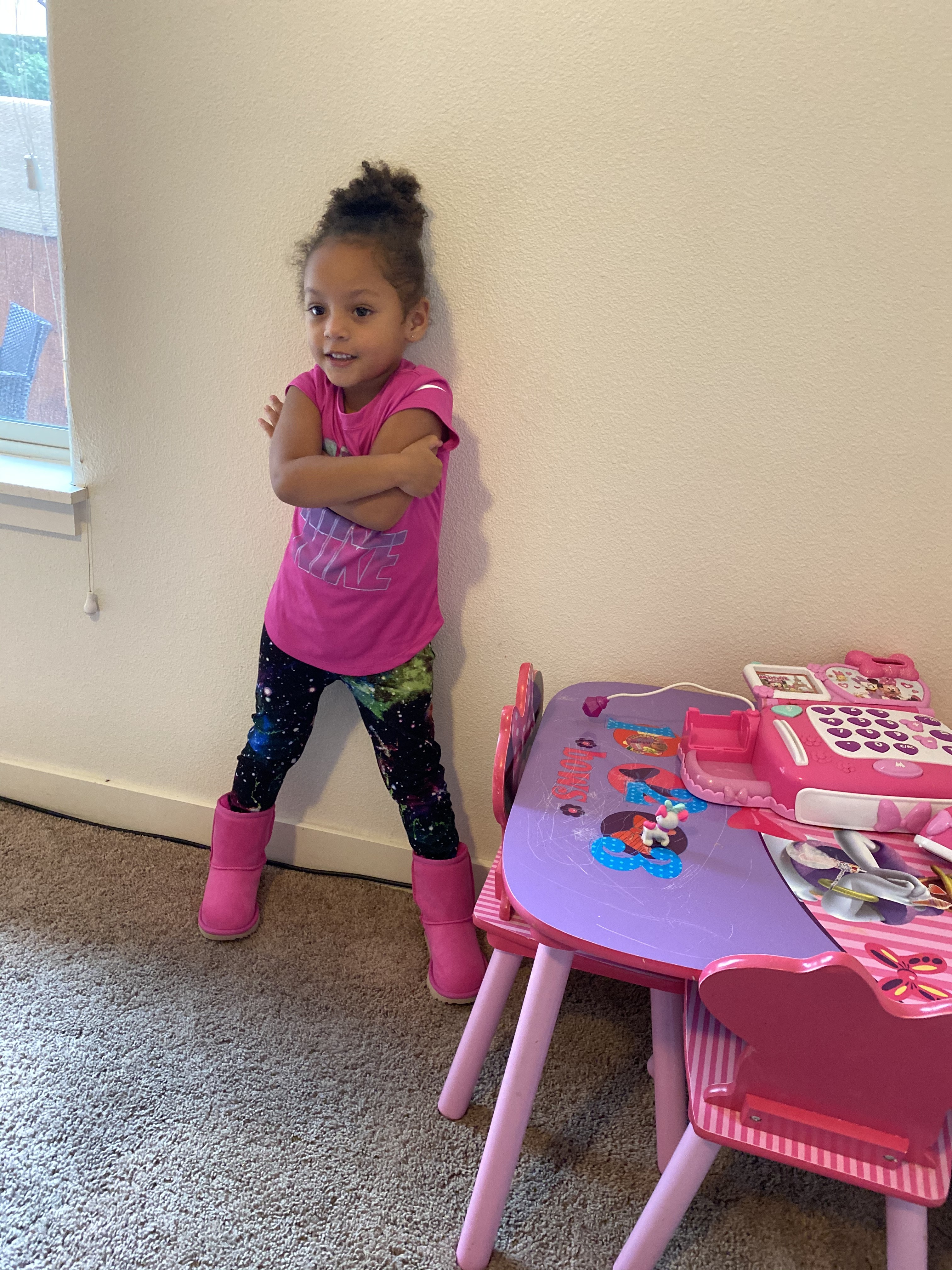 Posing with her new boots