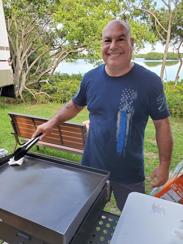 seasoning it at the campground