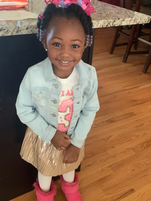 Khali celebrating 3rd birthday w/ pink Uggs