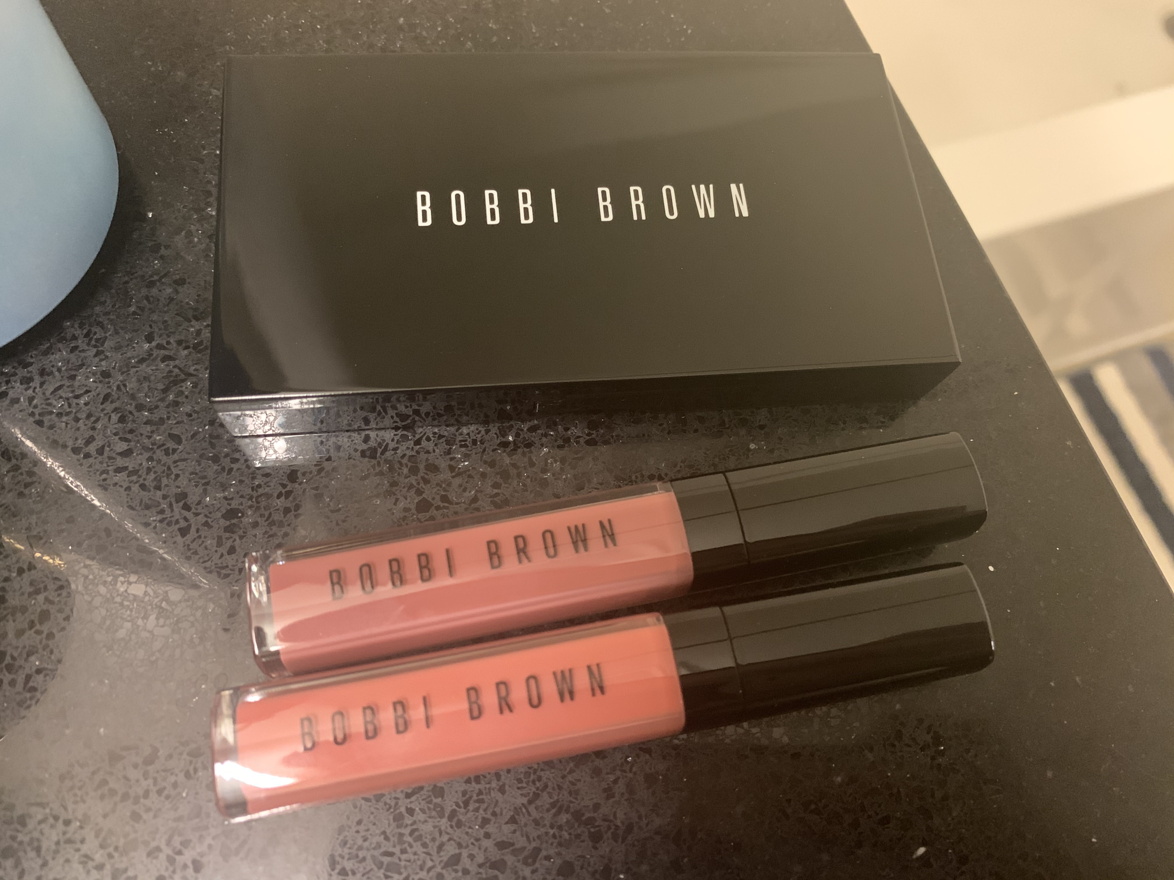 Powder foundation in Warm Beige, glosses in Force of Nature and Free Spirit