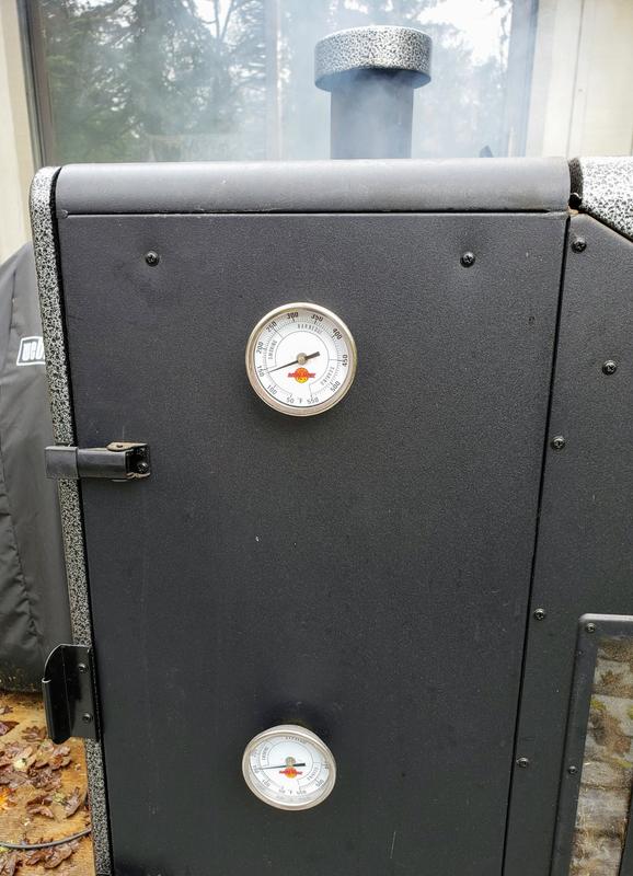 Installed a couple of pipe fittings and thermometers in the side.