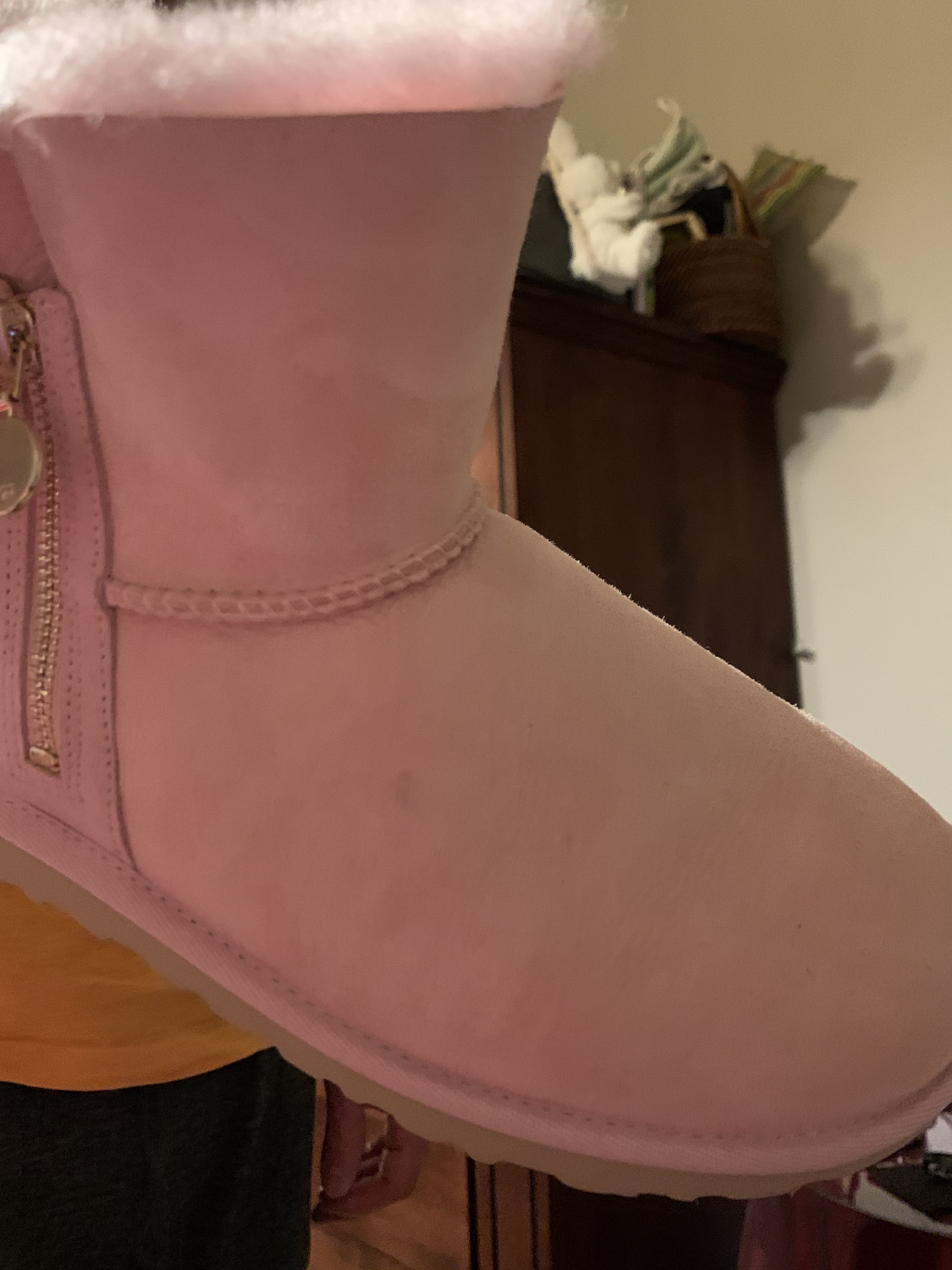 Gray mark marring the pink