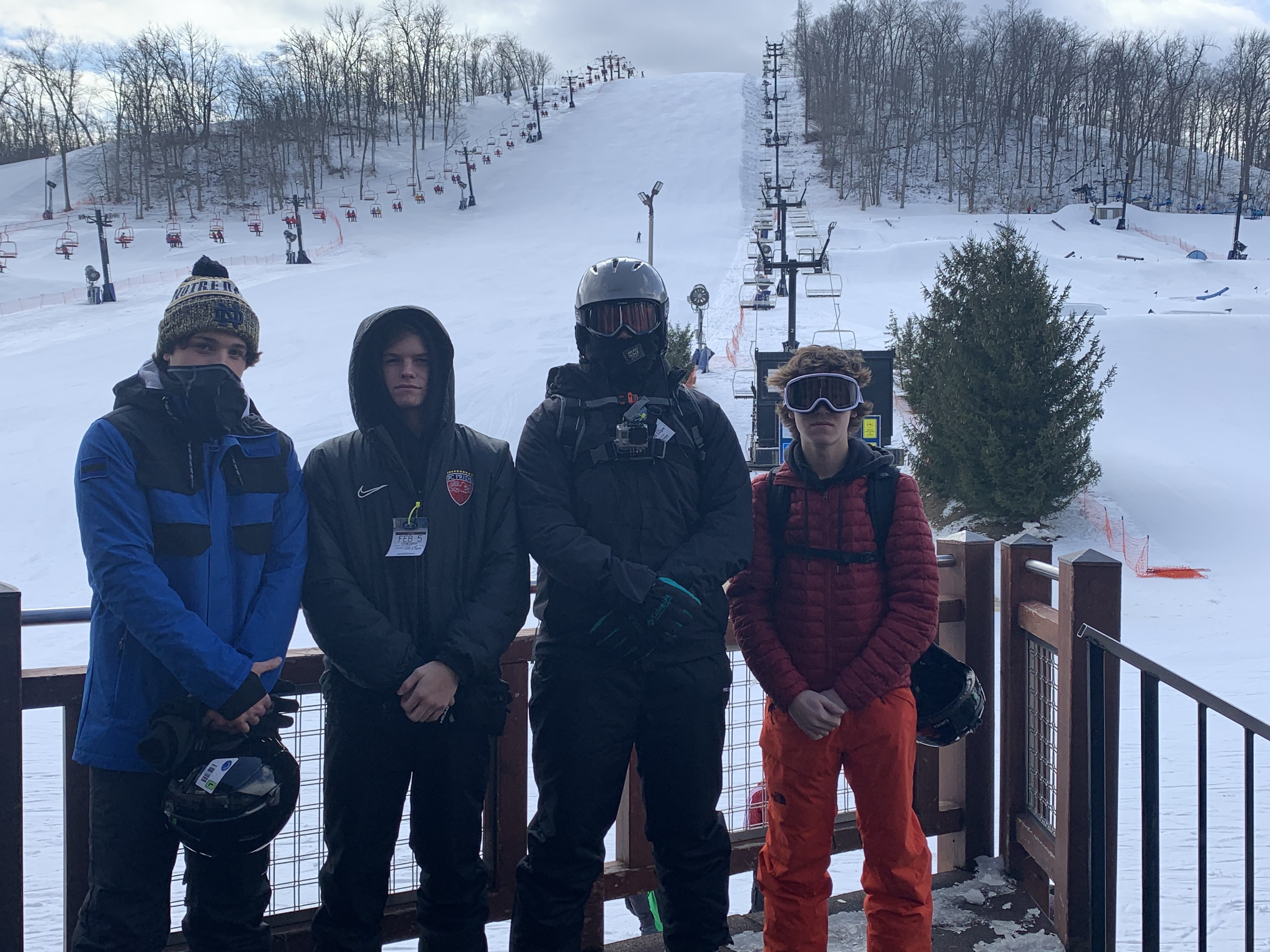 I am the one in the bright orange snow pants