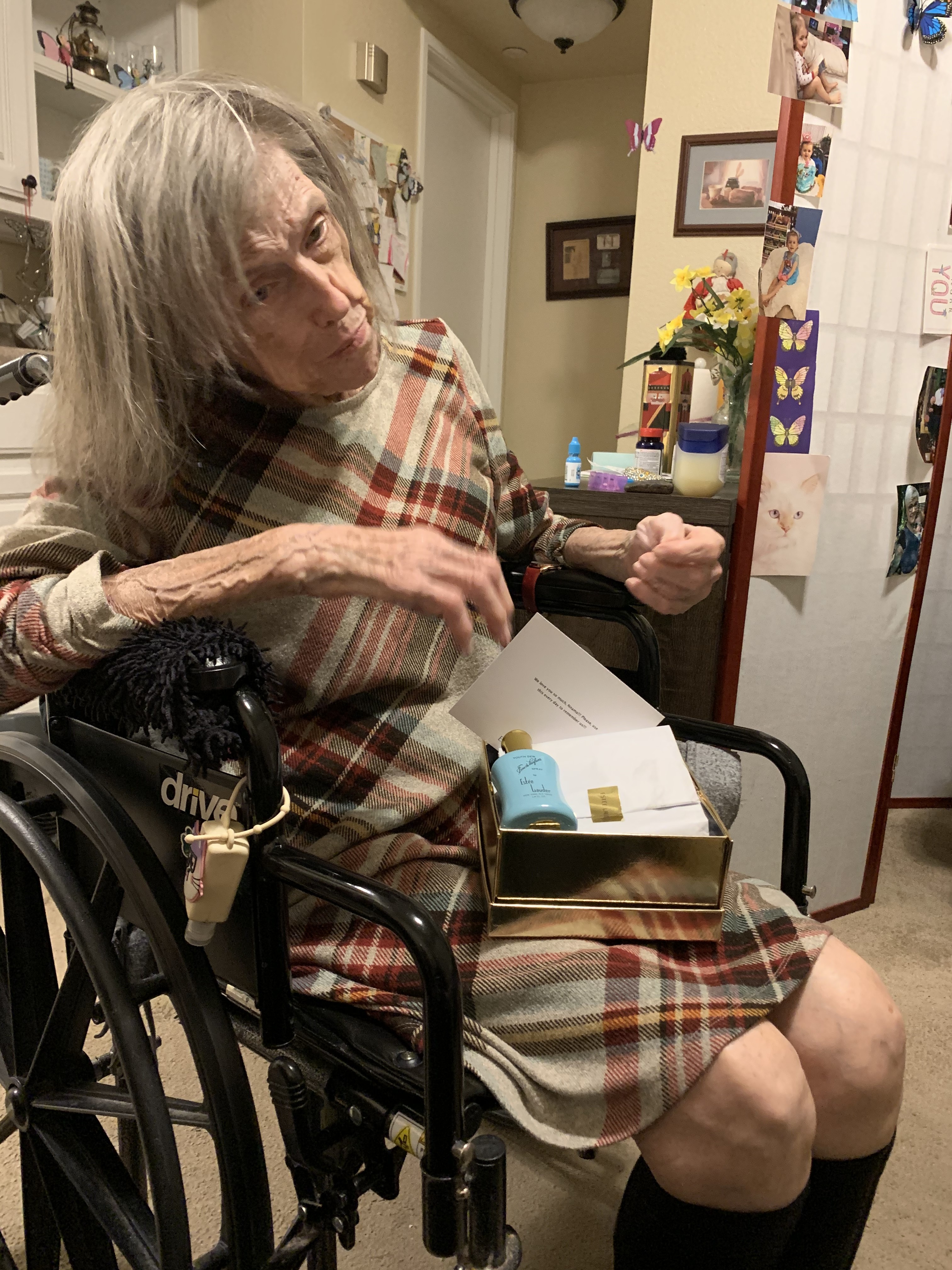 My grandma getting her gift.