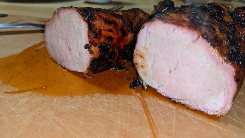 Pork tenderloin, smoked using SloRoller then removed for sear.