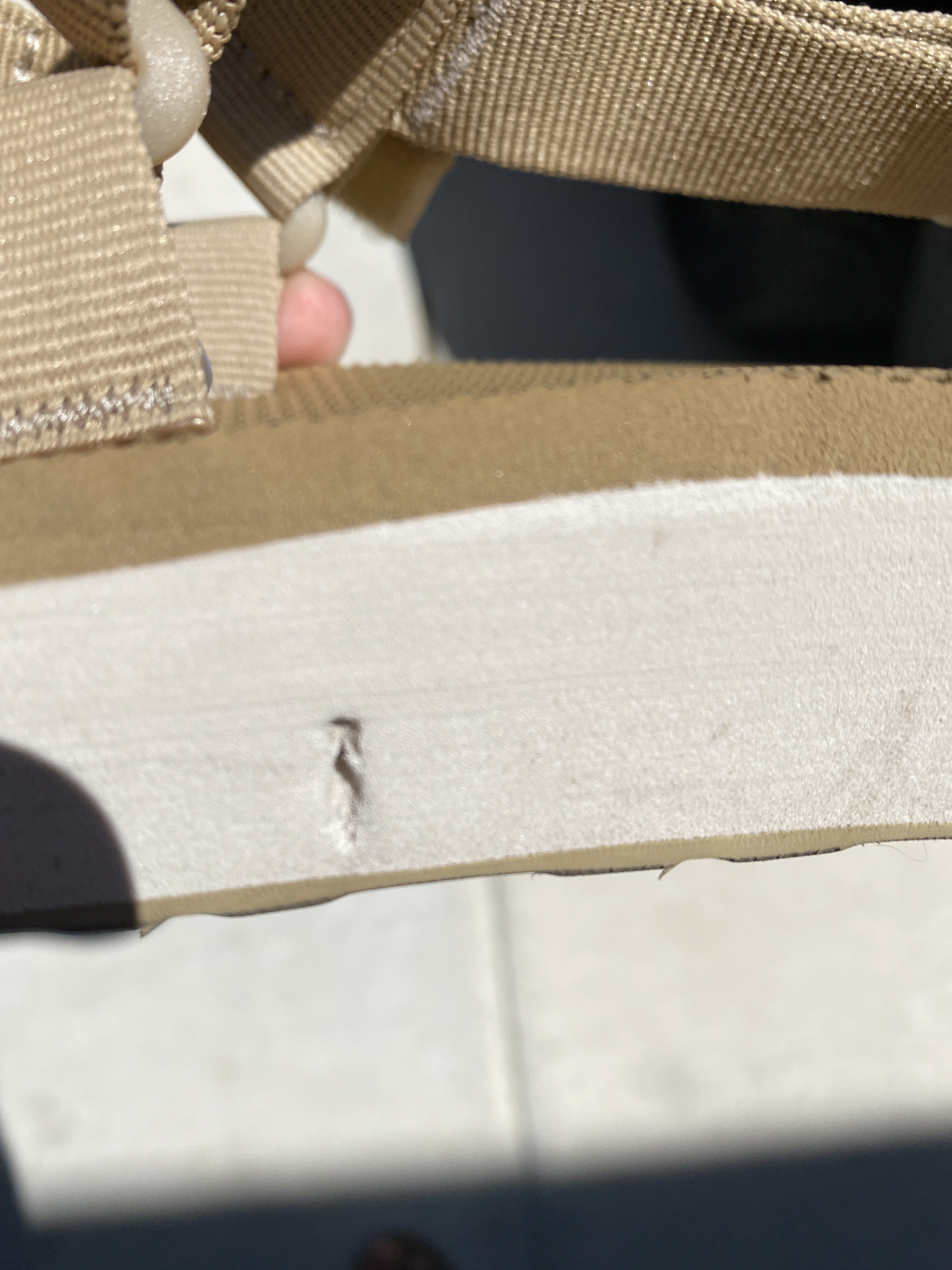 A small twig pierced the sandal