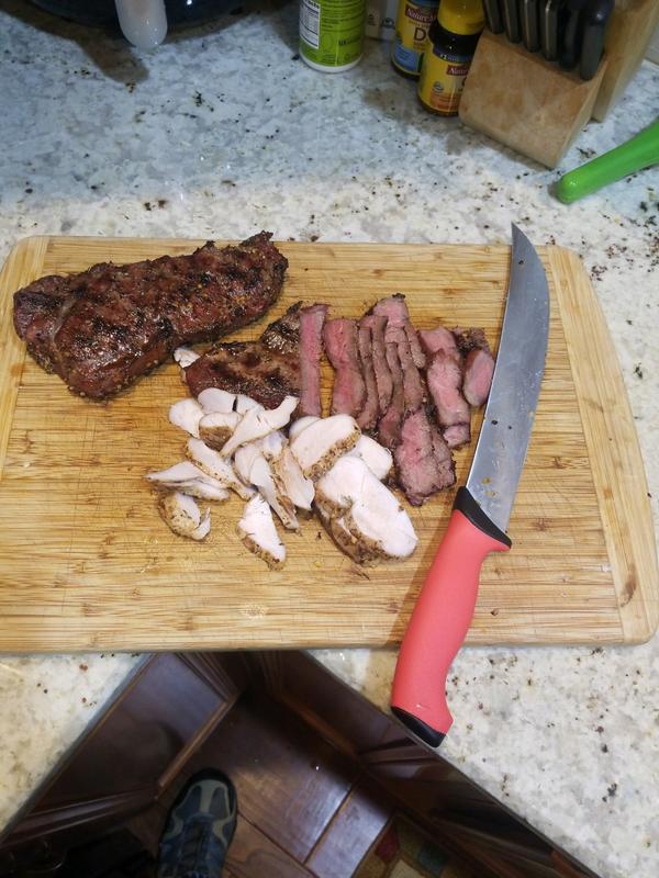 Reverse sear rybeye and grilled chicken breast