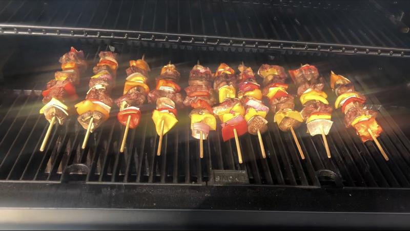 Shish-kabobs were amazing, B+B lump mesquite w/ B+B hickory chunks in the ash pan.