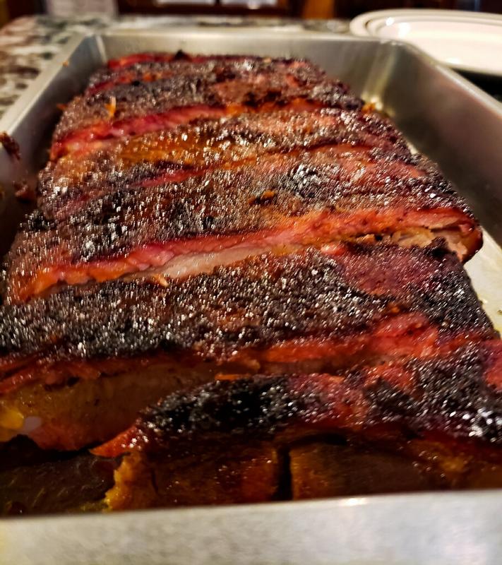 Spare ribs. Great smoke ring.