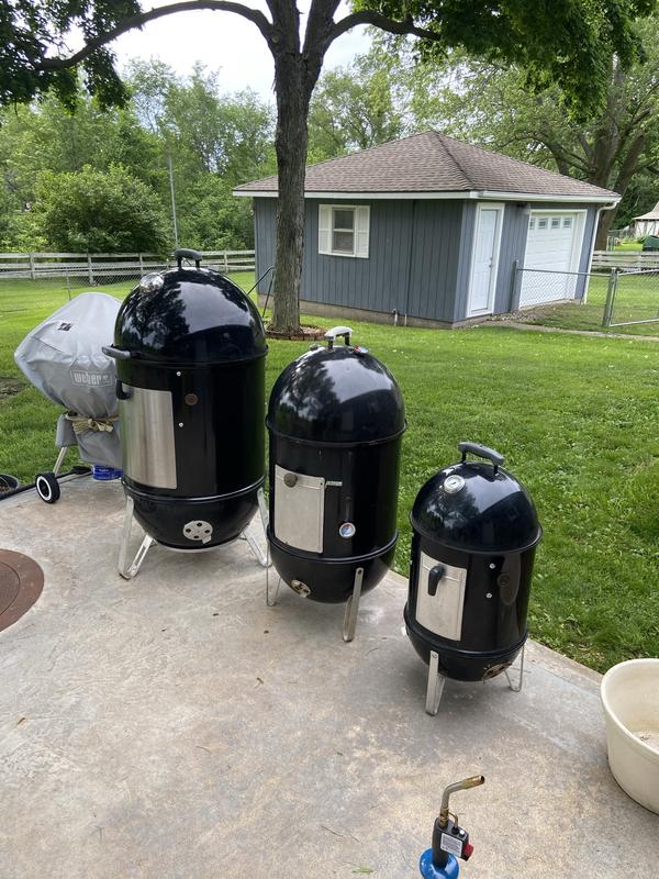 My collection of Weber Smokey mountains!