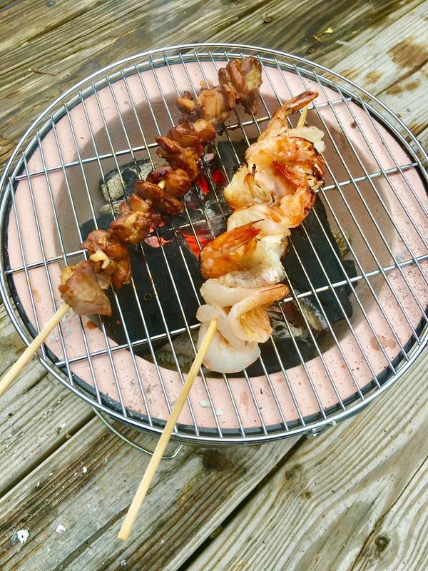 First cook with Small Round Yakatori grill