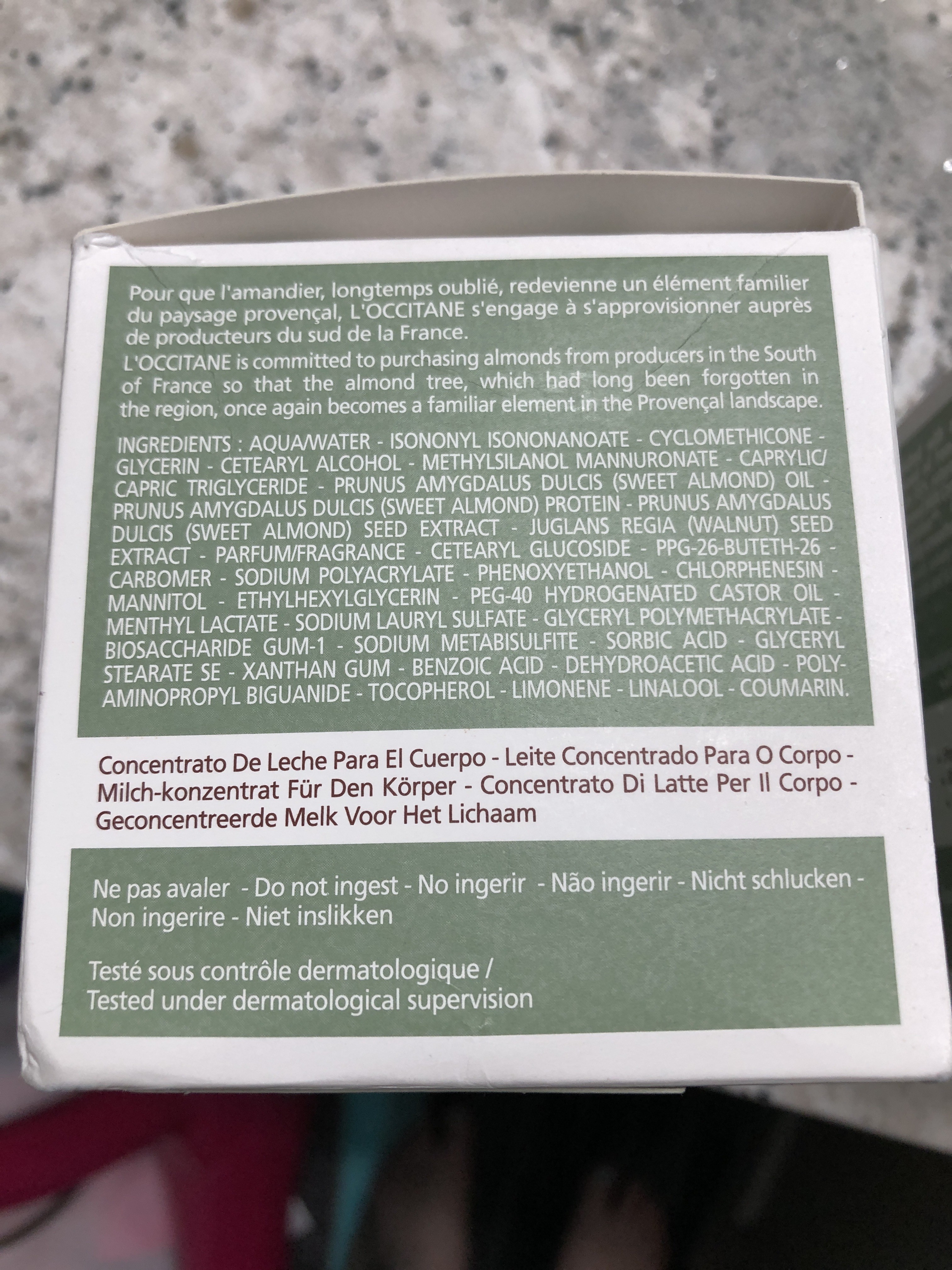 Old box with original formula/ingredients to compare