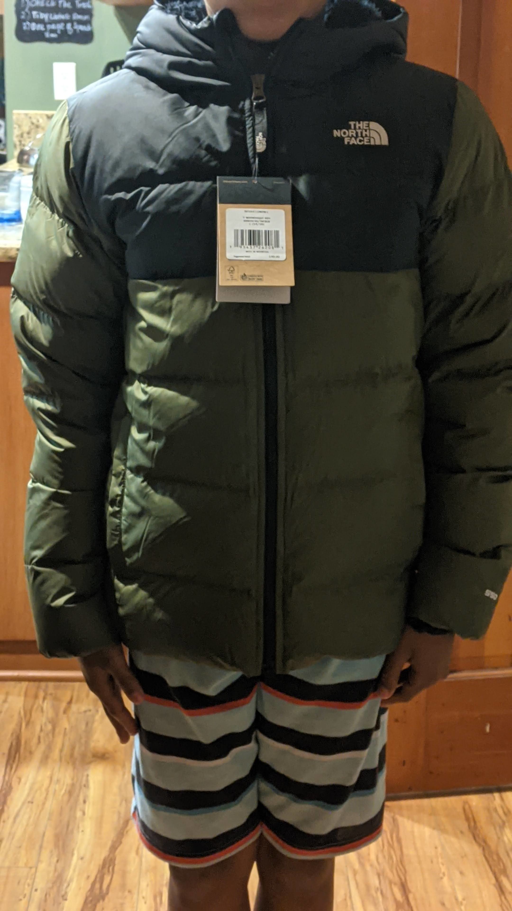 Size large fits like this on average 12 year old